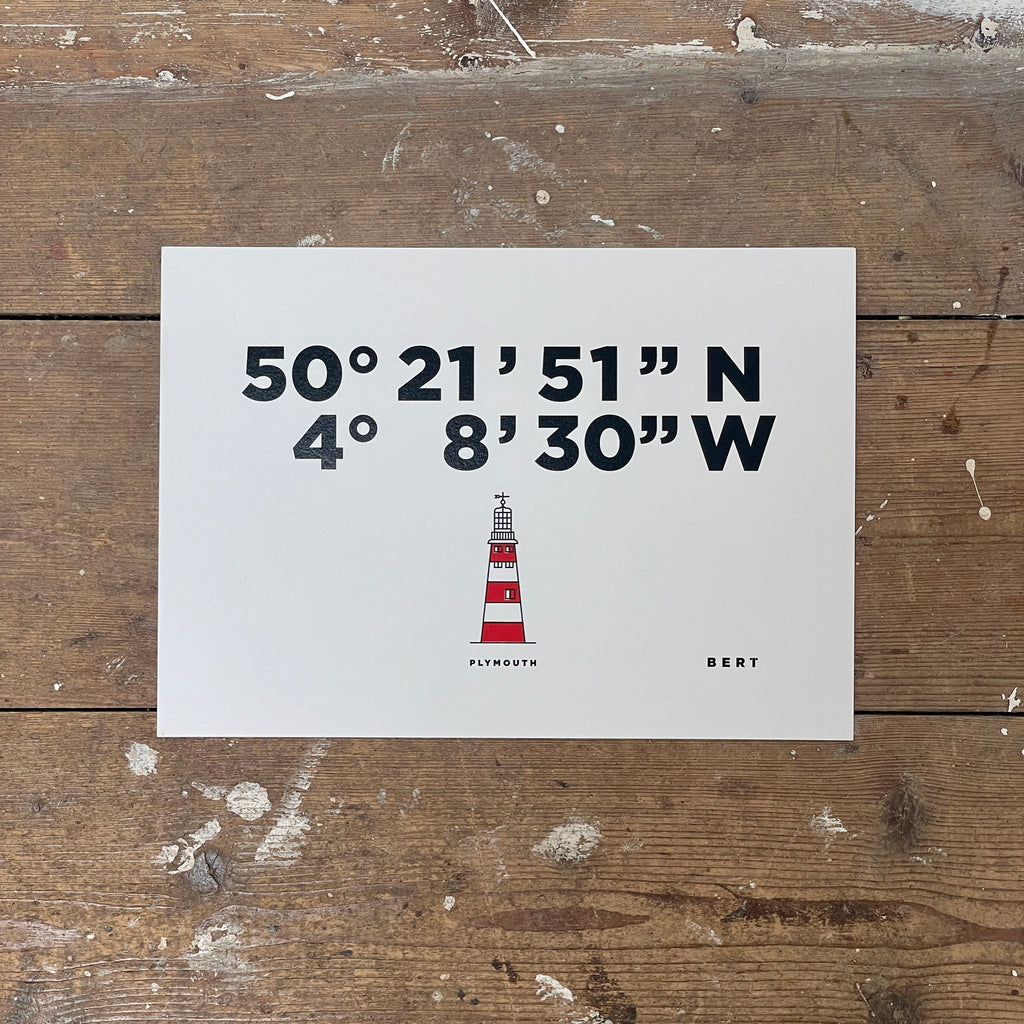 Studio Archive Sale - A4 Plymouth Lon Lat Screen Print