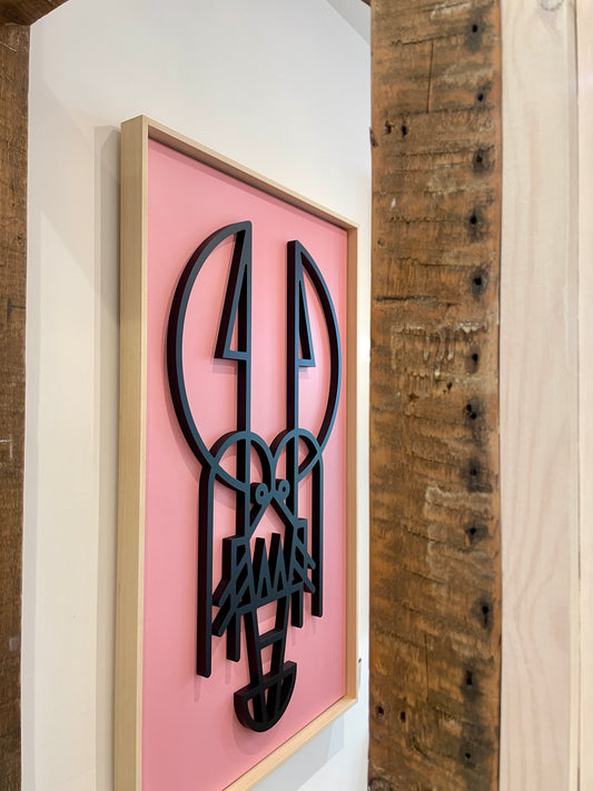 New! Lush Lobster Pink | Wood Relief Art