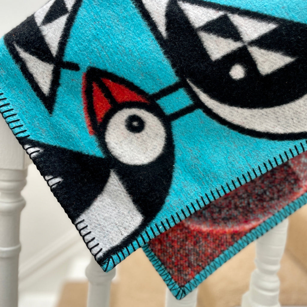 STUDIO OUTLET | PETITE PUFFIN BLUE  BLANKET