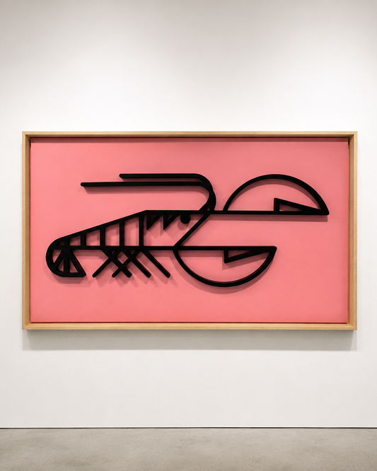 New! Lobster Landscape Pink | Wood Relief Art