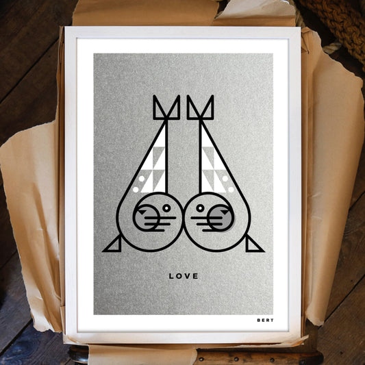 SEALS SILVER LOVE  | LIMITED EDITION ART PRINT | VALENTINES OFFER