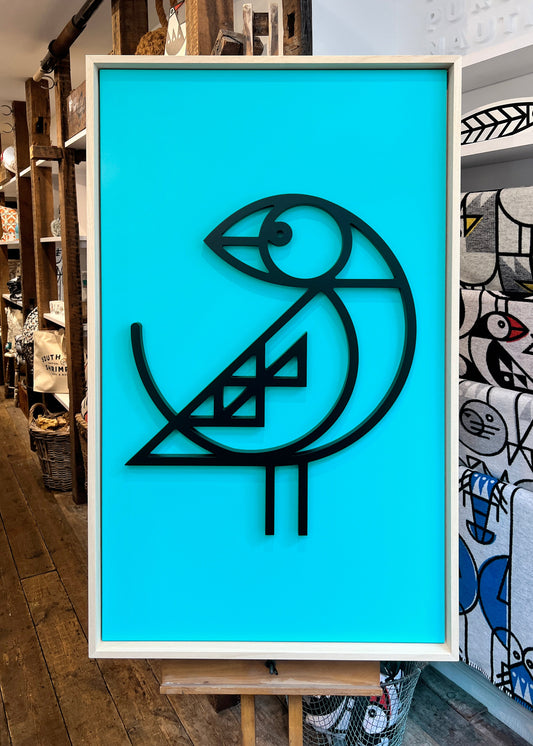 New! Puffin Blue | Wood Relief Art