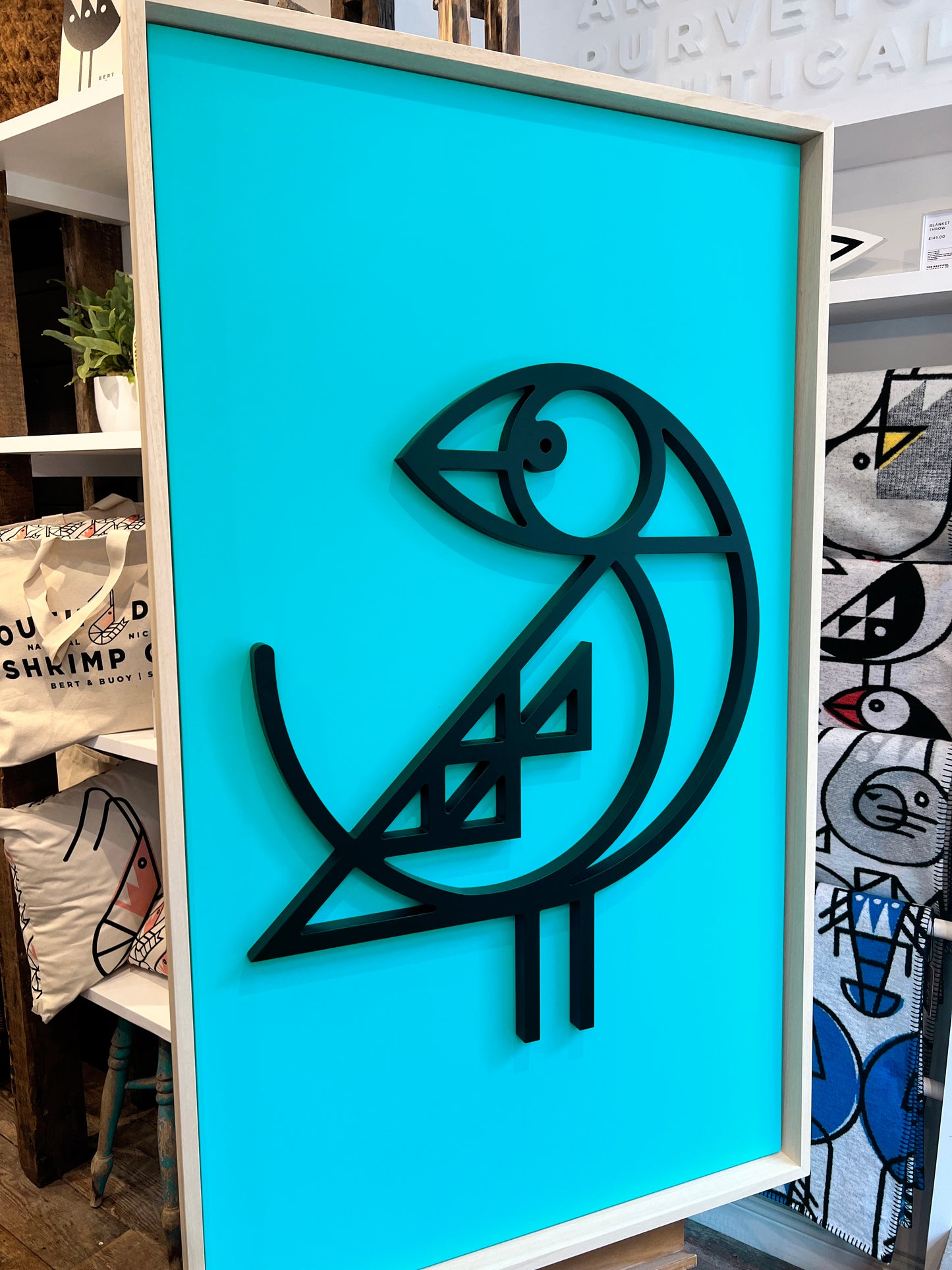 New! Puffin Blue | Wood Relief Art