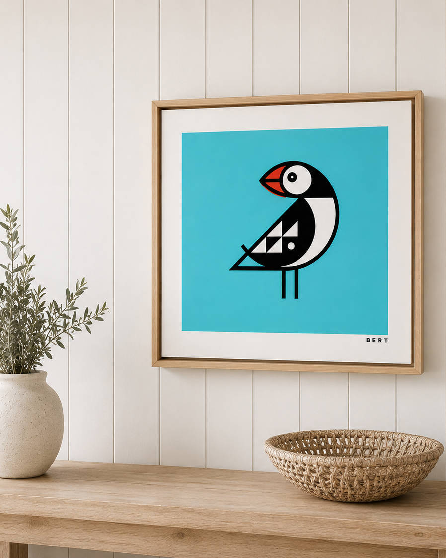 New! Puffin Blue | 44 x 44 cm Square Framed Canvas