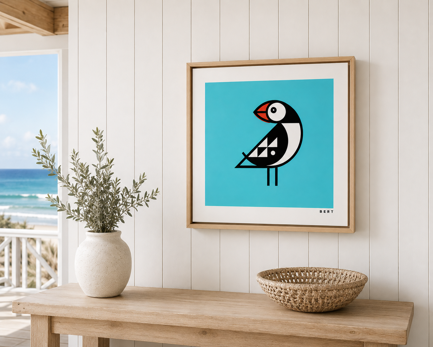 New! Puffin Blue | 44 x 44 cm Square Framed Canvas