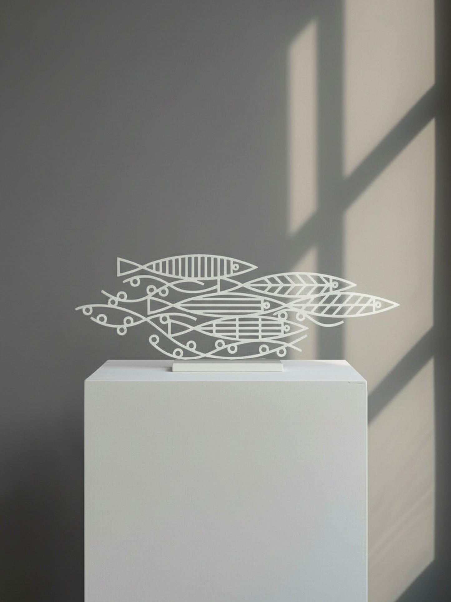 Fish Sculpture Landscape - Black & White Metalwork by Bert Fowler - Limited Edition of 5