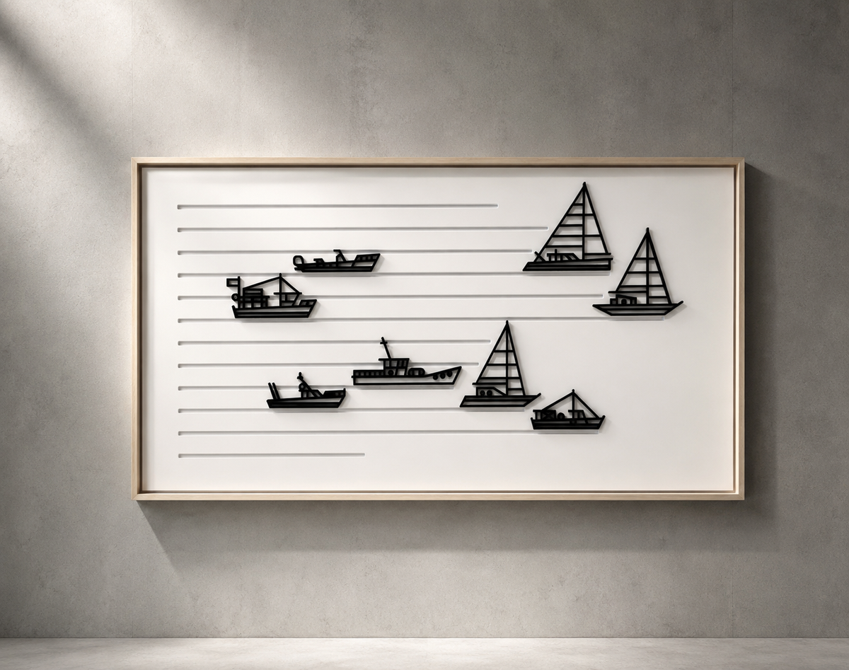 New! Set Sail Landscape | Large Wood Relief Art