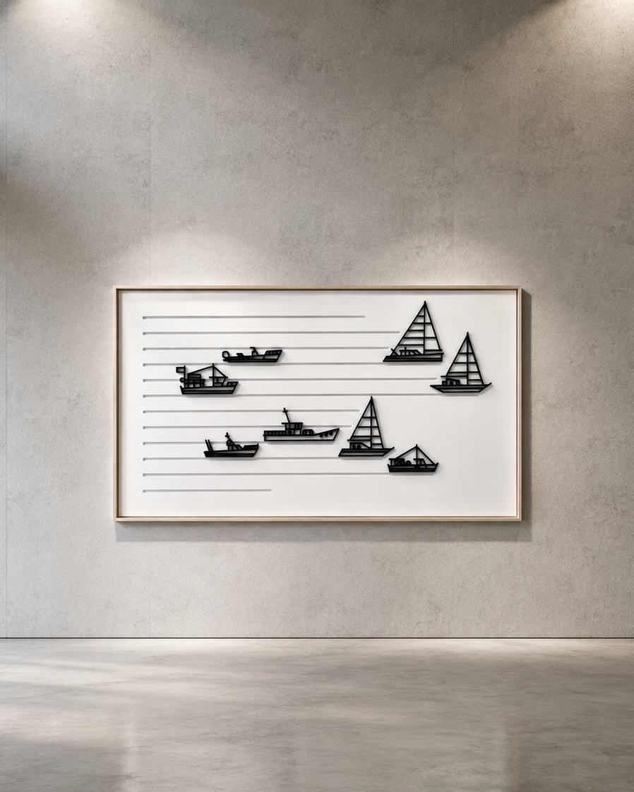 New! Set Sail Landscape | Large Wood Relief Art