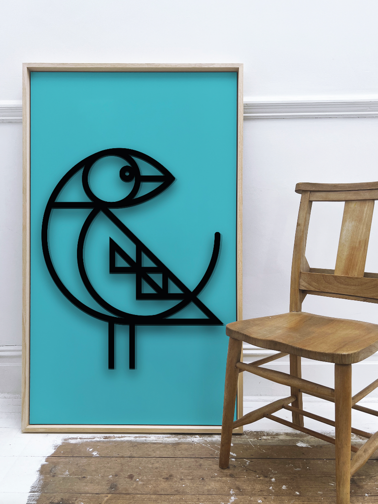 Petite Puffin Blue | Wood Relief