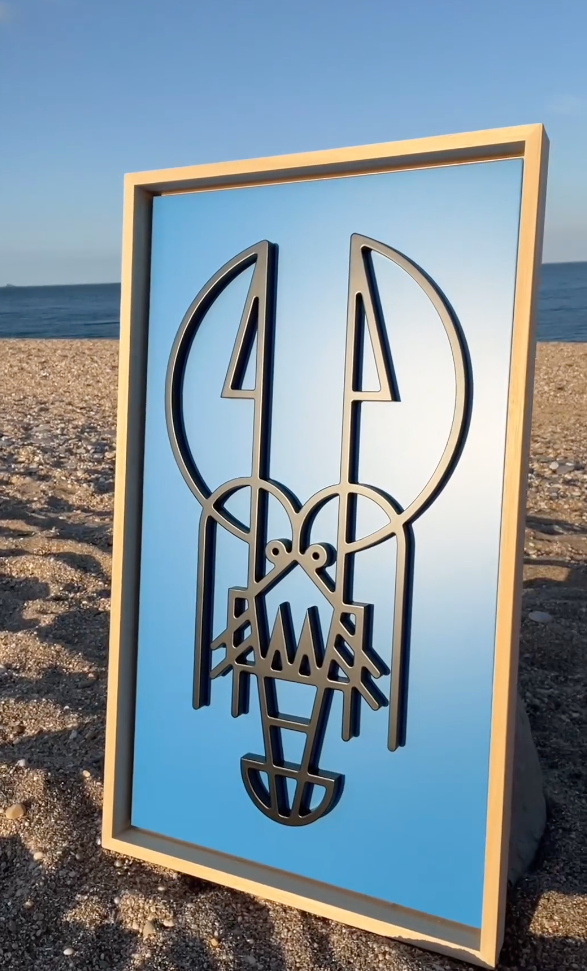 New! Lush Lobster Blue | Wood Relief Art