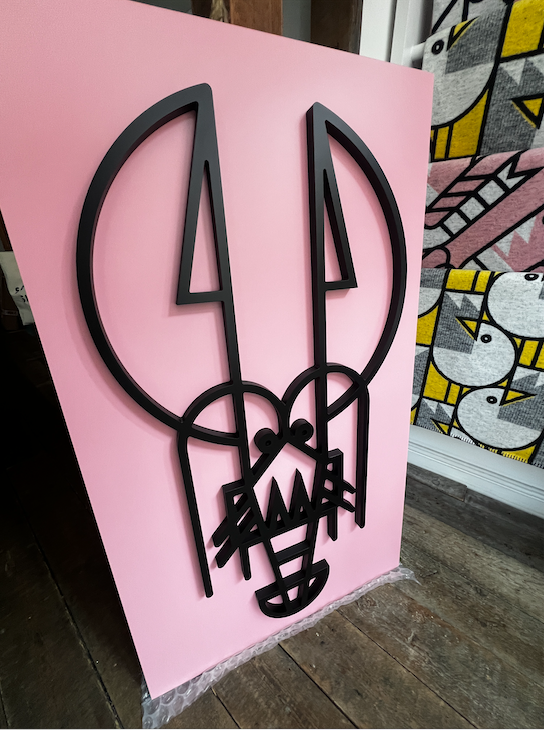 New! Lush Lobster Pink | Wood Relief Art