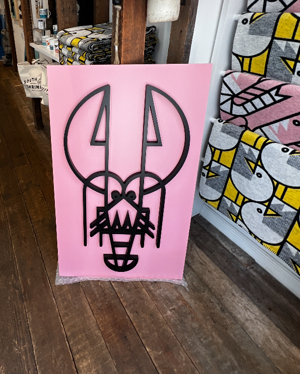 New! Lush Lobster Pink | Wood Relief Art