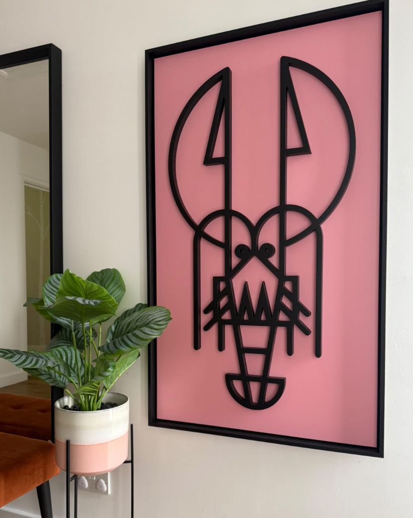 New! Lush Lobster Pink | Wood Relief Art