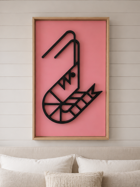 New! Shrimp Pink | Wood Relief Art