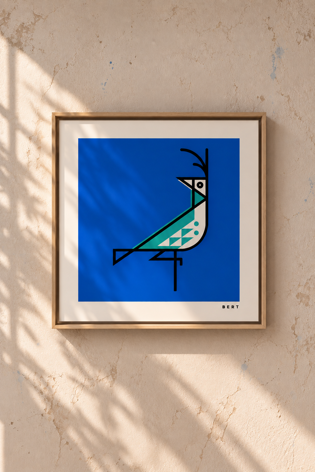 Curlew on Blue 44cm Framed Canvas