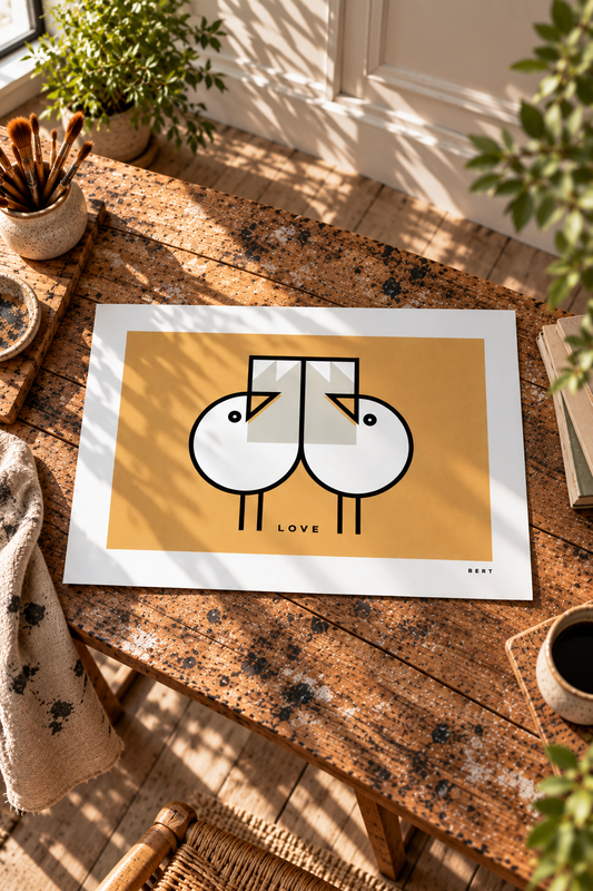 Love Gulls Gold Art Print