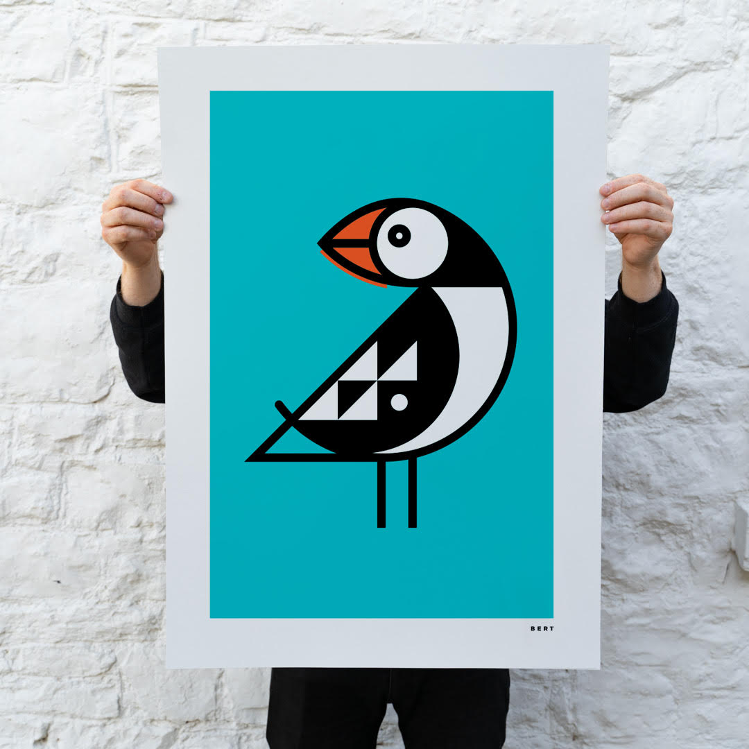 New! The Puffin on Blue | SPECIAL EDITION WALL ART