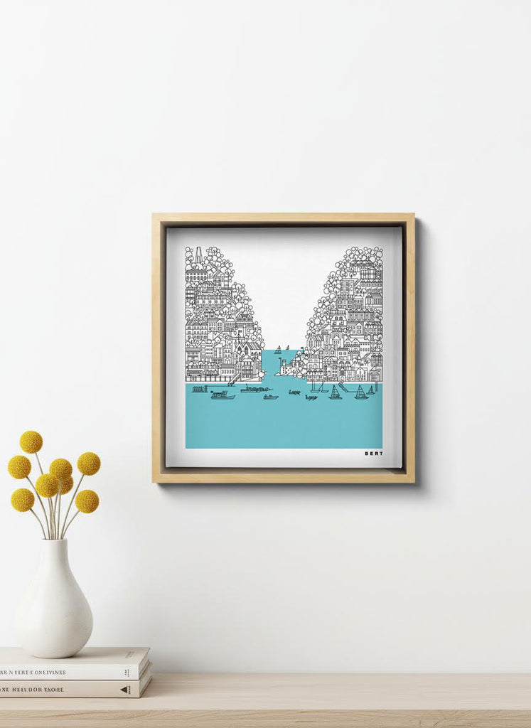New! Dartmouth to Kingswear| Small Square Framed Canvas