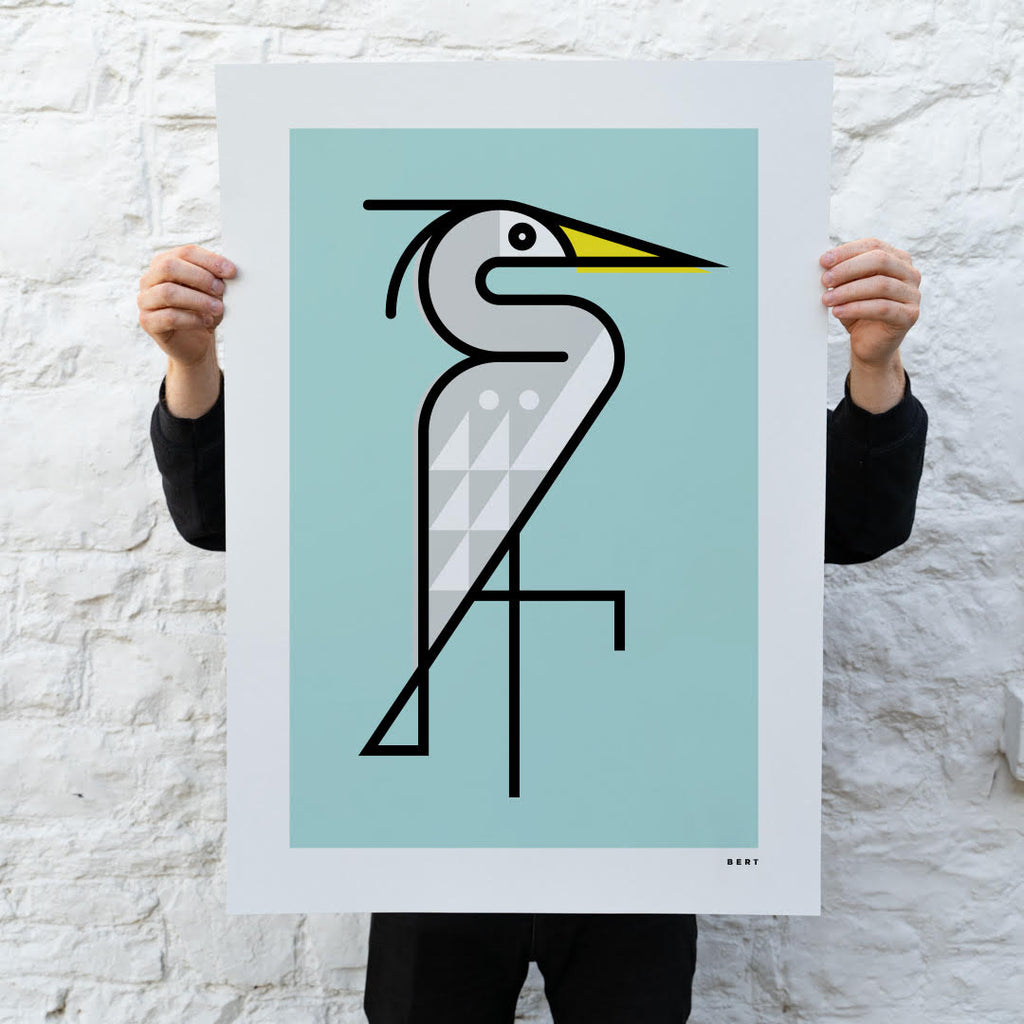 50% Off XL Prints | Heron on Seafoam