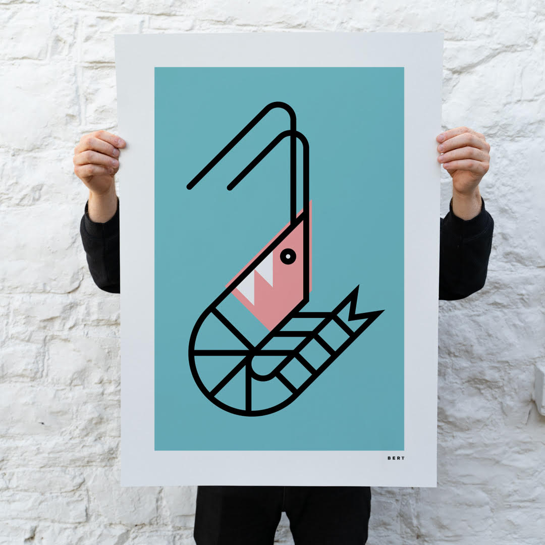 New! The Shrimp on Blue | SPECIAL EDITION WALL ART