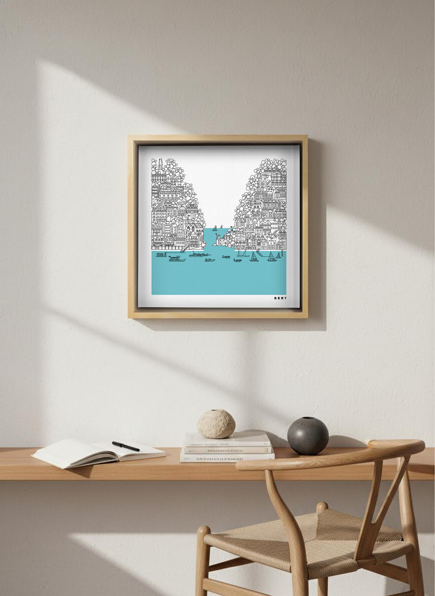 New! Dartmouth to Kingswear| Small Square Framed Canvas