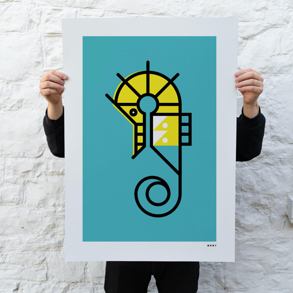 50% Off XL Prints | Seahorse on Blue