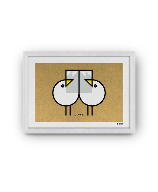 GREAT GULLS LOVE BIRDS GOLD | SPECIAL EDITION WALL ART