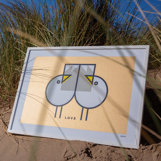 GREAT GULLS LOVE BIRDS GOLD | SPECIAL EDITION WALL ART