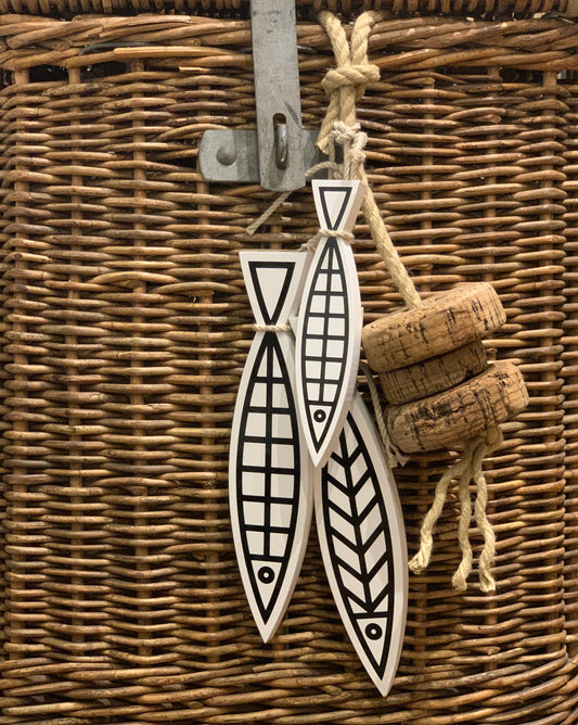 NEW! The Catch | Artist Edition screen printed fish wall hanging art, made of wood, vintage rope and cork floats